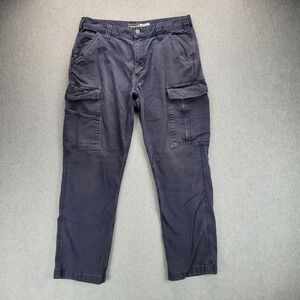 Carhartt Pants Mens 34x30 Blue Rugged Flex Relaxed Fit Canvas Cargo BN3574-M